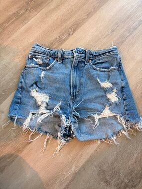 Abercrombie & Fitch Distressed Light Blue Denim Cutoff Shorts